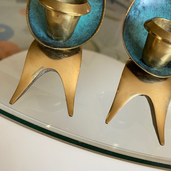 VTG I MCM I Oppenheim Israel I Art Deco Candle Holders - Picture 16 of 16